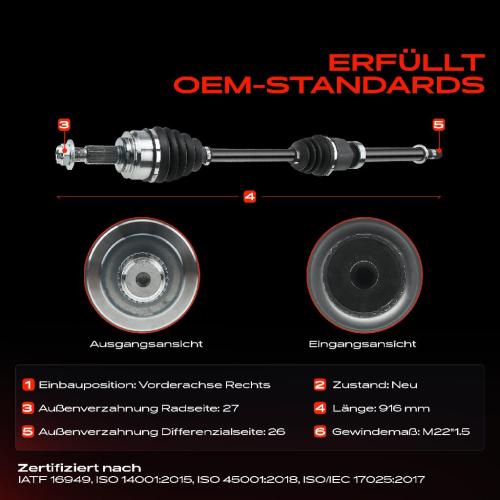 1x Antriebswelle Vorderachse Rechts für Mercedes-Benz Citan Kasten/MPV Mixto W415 415 2013-2021 Bild 1x Antriebswelle Vorderachse Rechts für Mercedes-Benz Citan Kasten/MPV Mixto W415 415 2013-2021