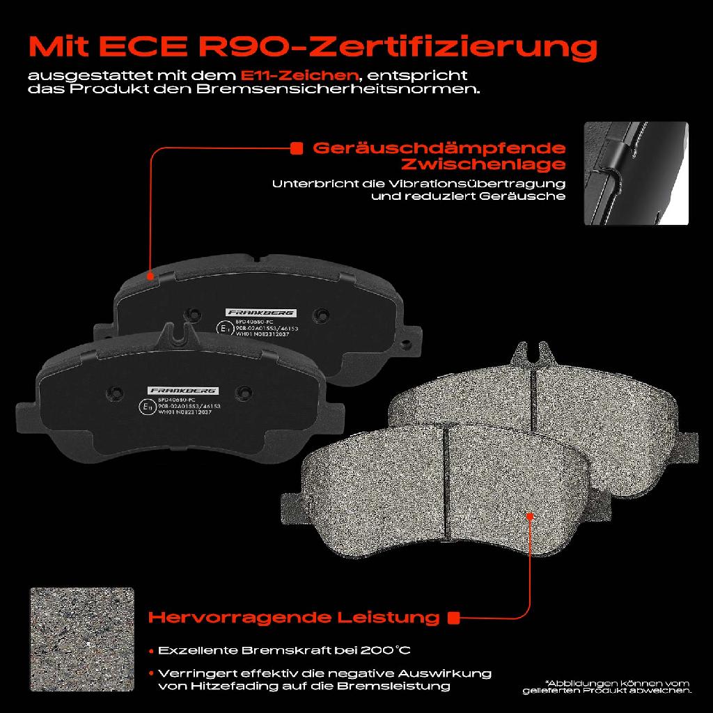4x Bremsbeläge Vorderachse für Mercedes-Benz GLK-Klasse X204 2.0L 2.1L 3.0L 3.5L 2008-2015