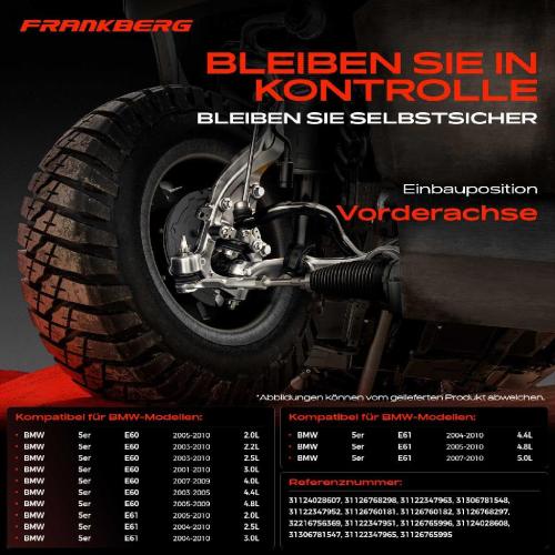 Frankberg 1x Querlenker Satz Vorderachse für BMW 5er E60 5er Touring E61 2.2L 2.5L 3.0L 4.0L 4.4L 4.8L 5.0L 2001-2010 Bild Frankberg 1x Querlenker Satz Vorderachse für BMW 5er E60 5er Touring E61 2.2L 2.5L 3.0L 4.0L 4.4L 4.8L 5.0L 2001-2010