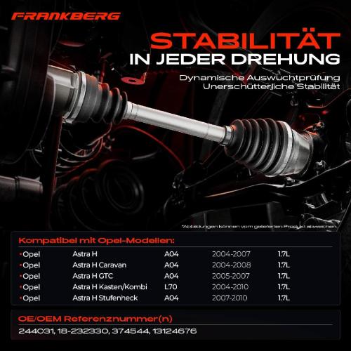 1x Antriebswelle Vorderachse Rechts für Opel Astra H L48 L35 L70 Zafira A05 Bild 1x Antriebswelle Vorderachse Rechts für Opel Astra H L48 L35 L70 Zafira A05