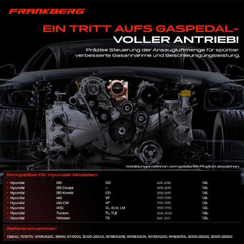 Frankberg 1x Drosselklappe Drosselklappenstutzen für Hyundai Tucson Veloster i30 i40 iX35 1.6L Bild Frankberg 1x Drosselklappe Drosselklappenstutzen für Hyundai Tucson Veloster i30 i40 iX35 1.6L
