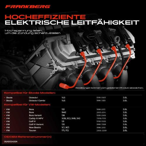 4x Zündleitungssatz Zündkabel für VW Golf New Beetle Bora Variant Skoda Octavia Bild 4x Zündleitungssatz Zündkabel für VW Golf New Beetle Bora Variant Skoda Octavia