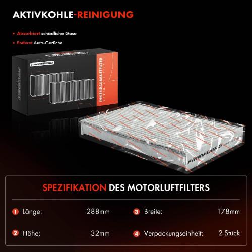 2x Innenraumfilter Aktivkohle für Citroën C3 Aircross II Opel Crossland Bild 2x Innenraumfilter Aktivkohle für Citroën C3 Aircross II Opel Crossland