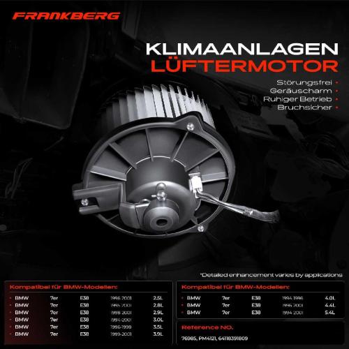 Frankberg 1x Gebläsemotor Innenraumgebläse für BMW 7er E38 730d 740i iL 750i iL Bild Frankberg 1x Gebläsemotor Innenraumgebläse für BMW 7er E38 730d 740i iL 750i iL