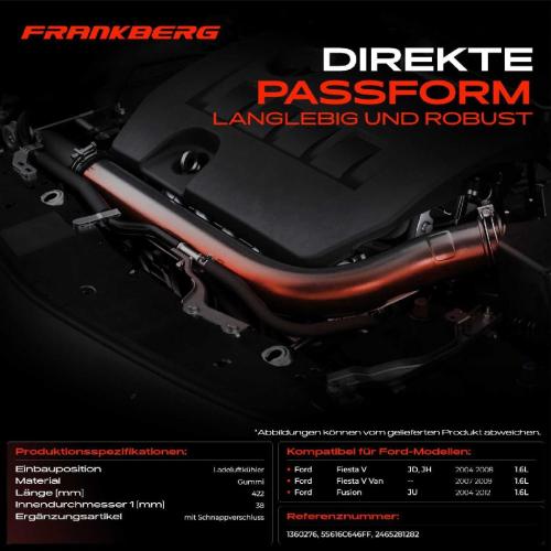 Frankberg 1x Kühlerschlauch Turboschlauch für Ford Fiesta V JD JH Fiesta V Van Fusion JU 1.6L 2004-2012 Bild Frankberg 1x Kühlerschlauch Turboschlauch für Ford Fiesta V JD JH Fiesta V Van Fusion JU 1.6L 2004-2012