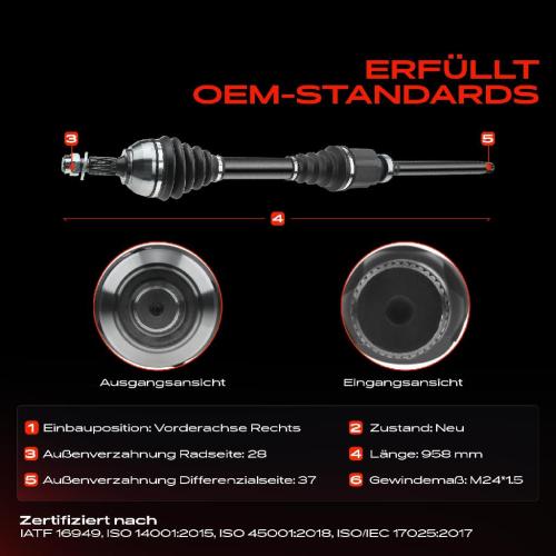 Frankberg 1x Antriebswelle Vorderachse Rechts für Citroën C5 III Break Jumpy Kasten RD Peugeot 407 SW Coupe Bild Frankberg 1x Antriebswelle Vorderachse Rechts für Citroën C5 III Break Jumpy Kasten RD Peugeot 407 SW Coupe