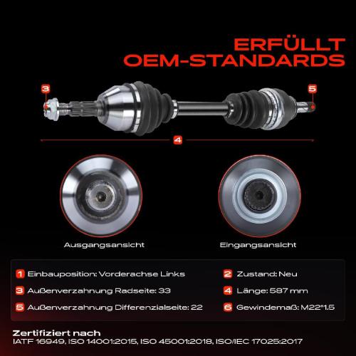 Frankberg 1x Antriebswelle Vorderachse Links für Opel Astra H L48 L35 Zafira Vauxhall Astra MK V H 1.8L Bild Frankberg 1x Antriebswelle Vorderachse Links für Opel Astra H L48 L35 Zafira Vauxhall Astra MK V H 1.8L