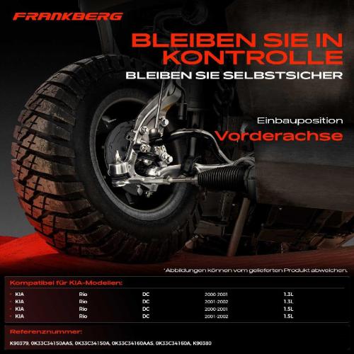 Frankberg 2x Koppelstange Vorderachse für KIA Rio Schrägheck DC Rio Stufenheck 1.3L 1.5L 2000-2002 Bild Frankberg 2x Koppelstange Vorderachse für KIA Rio Schrägheck DC Rio Stufenheck 1.3L 1.5L 2000-2002
