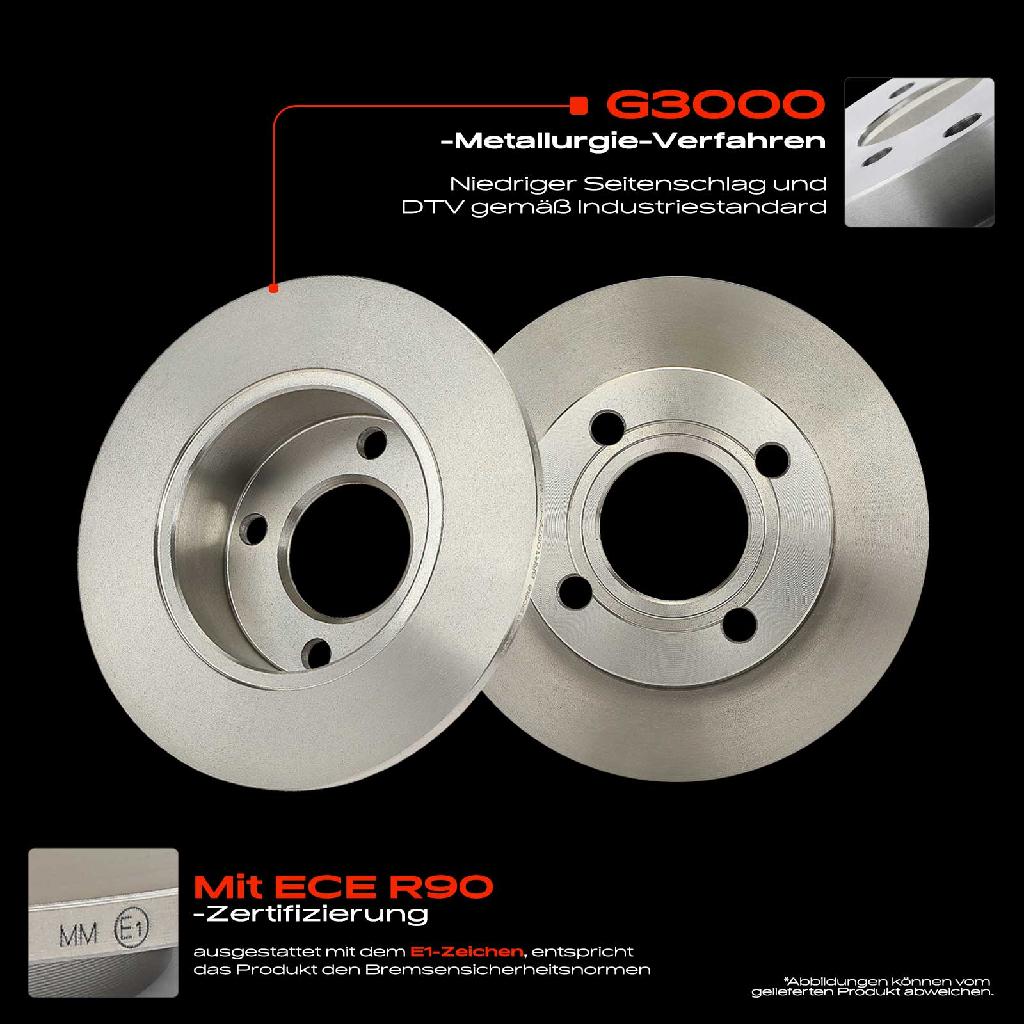 2x Bremsscheiben Hinterachse für Audi 100 Avant 80 90 Cabriolet Coupe 443 444 1982-2000