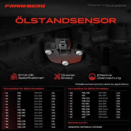 1x Ölstandsensor für BMW 1er F20 F21 3er F30 F80 G20 5er 7er X3 X4 Bild 1x Ölstandsensor für BMW 1er F20 F21 3er F30 F80 G20 5er 7er X3 X4