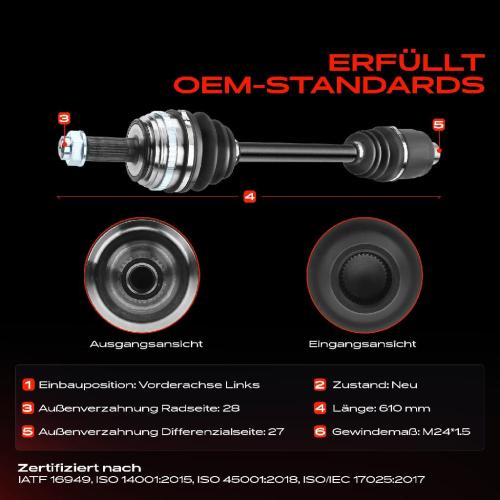 1x Antriebswelle Vorderachse Links für Honda CR-V I RD 2.0L 1995-2002 Bild 1x Antriebswelle Vorderachse Links für Honda CR-V I RD 2.0L 1995-2002