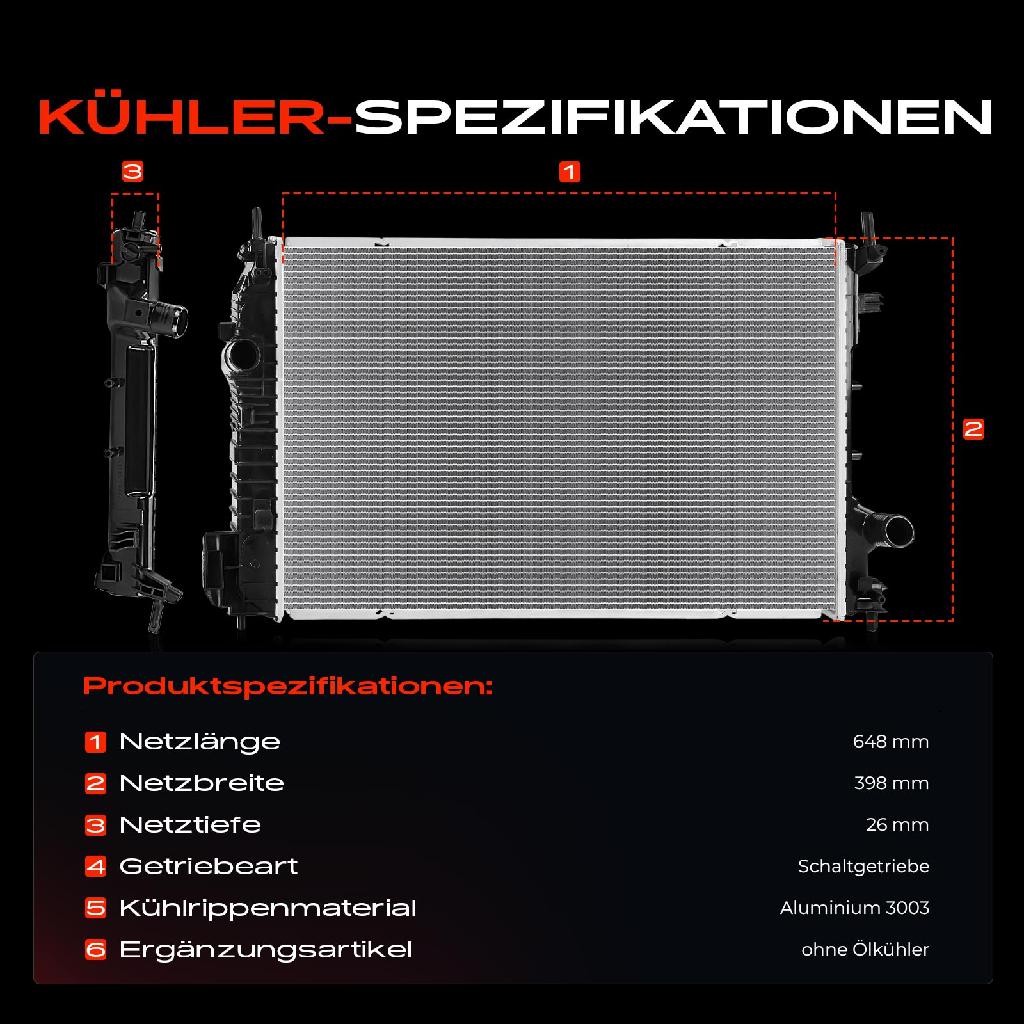 1x Kühler Wasserkühler Motorkühler für Saab 9-3 1.9 TTiD 2007-2015