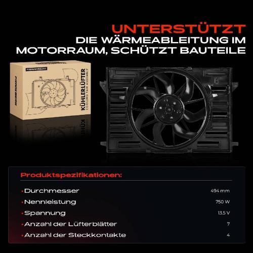 Frankberg 1x Motorkühller Einfachlüfter mit Kühlerlüfterrahmen Audi A4 8W A6 4A A7 Q7 Q8 2.0 3.0 4.0L Bild Frankberg 1x Motorkühller Einfachlüfter mit Kühlerlüfterrahmen Audi A4 8W A6 4A A7 Q7 Q8 2.0 3.0 4.0L