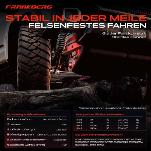 2x Stoßdämpfer Vorderachse für Ford KA RB KA Van 1.3L 1.6L 2002-2008 Bild 2x Stoßdämpfer Vorderachse für Ford KA RB KA Van 1.3L 1.6L 2002-2008