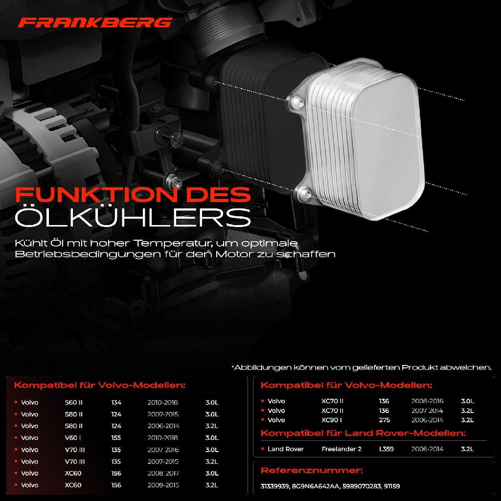 1x Ölkühler Motoröl für Land Rover Freelander Volvo S60 S80 V60 V70 XC60 XC70 XC90