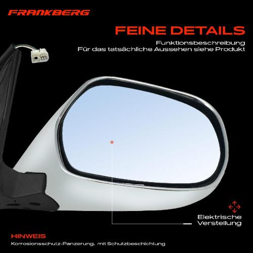 Frankberg 1x Außenspiegel Rechts für Toyota Land Cruiser Prado J12 3.0L 4.0L 2002-2010 Bild Frankberg 1x Außenspiegel Rechts für Toyota Land Cruiser Prado J12 3.0L 4.0L 2002-2010