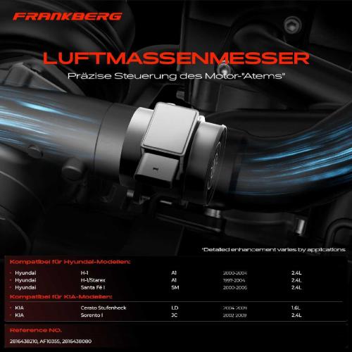 1x Luftmassenmesser für Hyundai H-1 A1 H-1/Starex Santa Fé I SM KIA Cerato Stufenheck LD Sorento I JC Bild 1x Luftmassenmesser für Hyundai H-1 A1 H-1/Starex Santa Fé I SM KIA Cerato Stufenheck LD Sorento I JC