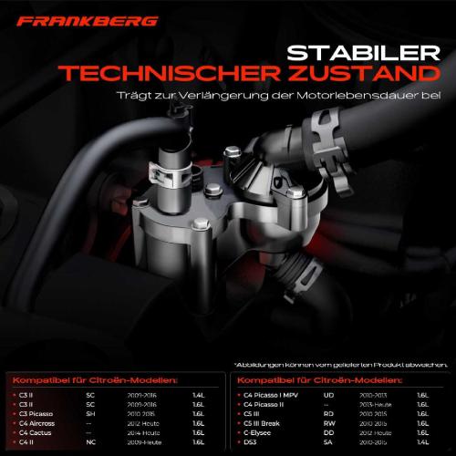 Frankberg 1x Thermostat Kühlmittel für Citroën C3 DS Berlingo Fiat Scudo Peugeot 207 308 4006 Bild Frankberg 1x Thermostat Kühlmittel für Citroën C3 DS Berlingo Fiat Scudo Peugeot 207 308 4006