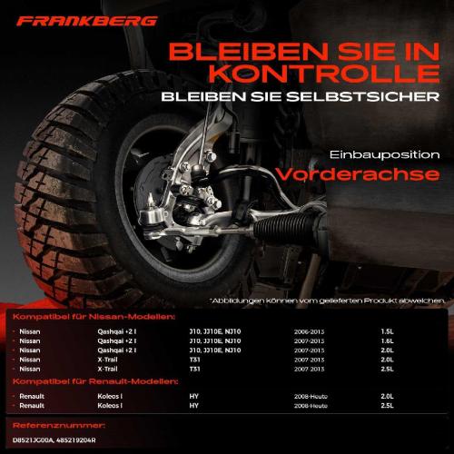 Frankberg 2x Spurstange Vorderachse für Nissan Qashqai I X-Trail Renault Koleos 1.5L 1.6L 2.0L 2.5L Bj ab 2006 Bild Frankberg 2x Spurstange Vorderachse für Nissan Qashqai I X-Trail Renault Koleos 1.5L 1.6L 2.0L 2.5L Bj ab 2006