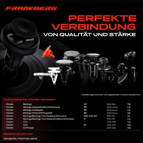 Frankberg 20x Befestigungsclips Innenverkleidung für Citroën Berlingo Jumpy Dacia Duster Bild Frankberg 20x Befestigungsclips Innenverkleidung für Citroën Berlingo Jumpy Dacia Duster