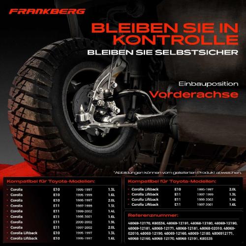 Frankberg 1x Querlenker Vorderachse für Toyota Corolla Compact Liftback Station Wagon 1995-2002 Bild Frankberg 1x Querlenker Vorderachse für Toyota Corolla Compact Liftback Station Wagon 1995-2002