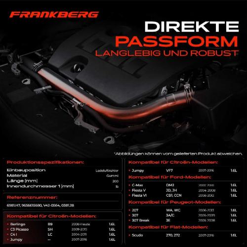 Frankberg 1x Kühlerschlauch Turboschlauch für Citroën Berlingo Kasten/MPV Multispace Berlingo/Berlingo First MPV Peugeot Bild Frankberg 1x Kühlerschlauch Turboschlauch für Citroën Berlingo Kasten/MPV Multispace Berlingo/Berlingo First MPV Peugeot