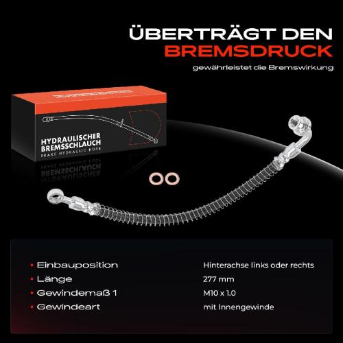 1x Bremsschlauch Bremsschläuche Hinterachse Links oder Rechts für Mitsubishi Lancer VI CJ CP Carisma Bild 1x Bremsschlauch Bremsschläuche Hinterachse Links oder Rechts für Mitsubishi Lancer VI CJ CP Carisma