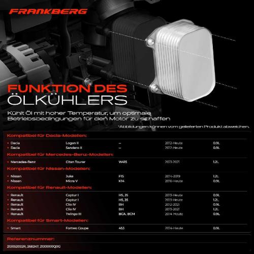 1x Ölkühler Motoröl für Renault Clio IV Megane 3 Captur Smart Fortwo Dacia Nissan Bild 1x Ölkühler Motoröl für Renault Clio IV Megane 3 Captur Smart Fortwo Dacia Nissan