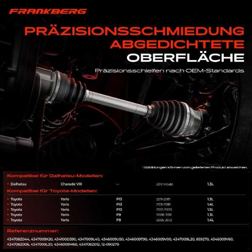 Frankberg 1x Antriebswelle Gelenksatz Vorderachse für Toyota Yaris Kasten/Schrägheck Daihatsu Bild Frankberg 1x Antriebswelle Gelenksatz Vorderachse für Toyota Yaris Kasten/Schrägheck Daihatsu