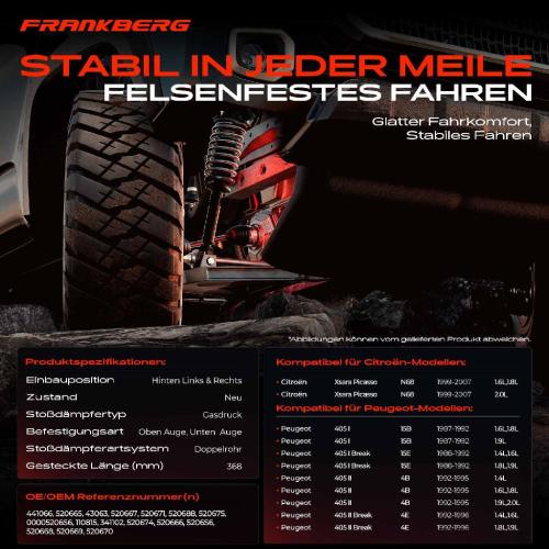 2x Stoßdämpfer Hinterachse für Citroën Xsara N68 Peugeot 405 15B 15E 1987-2007 Bild 2x Stoßdämpfer Hinterachse für Citroën Xsara N68 Peugeot 405 15B 15E 1987-2007