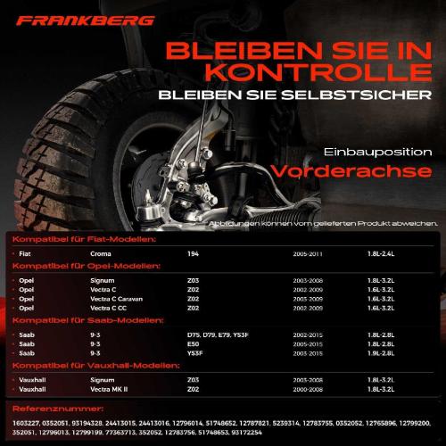 Frankberg 1x Querlenker Satz Vorderachse für Fiat Croma Opel Signum Vectra C Caravan CC Saab 9-3 Cabriolet Kombi Bild Frankberg 1x Querlenker Satz Vorderachse für Fiat Croma Opel Signum Vectra C Caravan CC Saab 9-3 Cabriolet Kombi