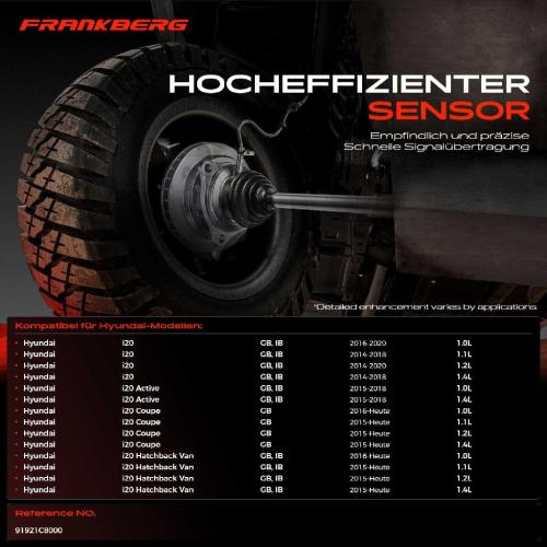 Frankberg 1x ABS Sensor Hinterachse beidseitig für Hyundai i20 Active Coupe Hatchback Van 1.0L 1.1L 1.2L 1.4L Bj ab 2014 Bild Frankberg 1x ABS Sensor Hinterachse beidseitig für Hyundai i20 Active Coupe Hatchback Van 1.0L 1.1L 1.2L 1.4L Bj ab 2014