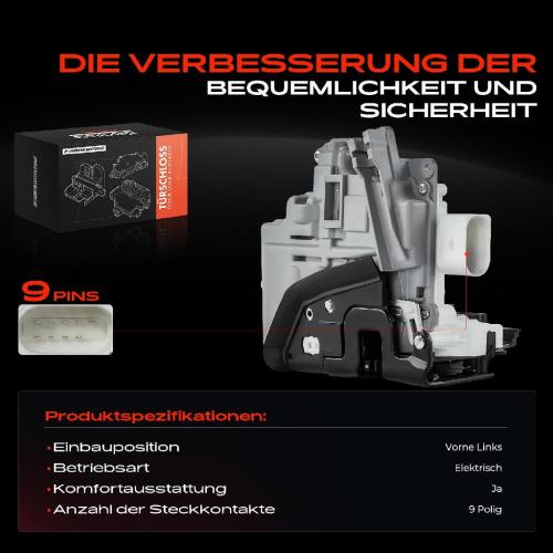 1x Türschloss Vorne Links für Audi A3 Cabriolet Sportback A4 Avant A6 Allroad A8 R8 Seat Exeo ST Bild 1x Türschloss Vorne Links für Audi A3 Cabriolet Sportback A4 Avant A6 Allroad A8 R8 Seat Exeo ST