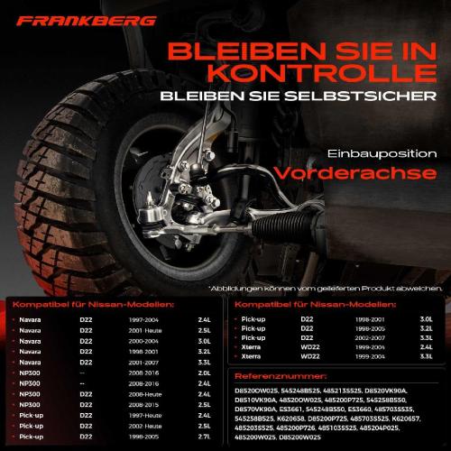 1x Querlenker Satz Vorderachse für Nissan Navara Pritsche/Fahrgestell NP300 Pick-up Xterra 3.2L 2.7L Bj ab 1997 Bild 1x Querlenker Satz Vorderachse für Nissan Navara Pritsche/Fahrgestell NP300 Pick-up Xterra 3.2L 2.7L Bj ab 1997