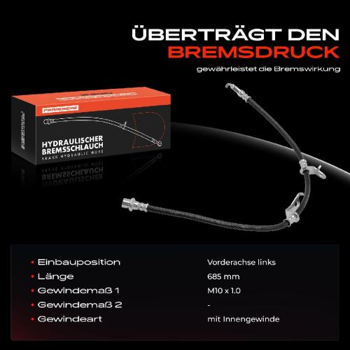 Frankberg 1x Bremsschlauch Bremsschläuche Vorderachse Links für Toyota Auris ADE15 E15 2012-2018 Bild Frankberg 1x Bremsschlauch Bremsschläuche Vorderachse Links für Toyota Auris ADE15 E15 2012-2018
