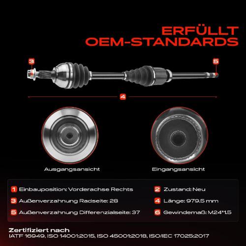 1x Antriebswelle Vorderachse Rechts für Citroën Jumpy C5 DS5 Peugeot 407 508 Fiat Scudo Bild 1x Antriebswelle Vorderachse Rechts für Citroën Jumpy C5 DS5 Peugeot 407 508 Fiat Scudo