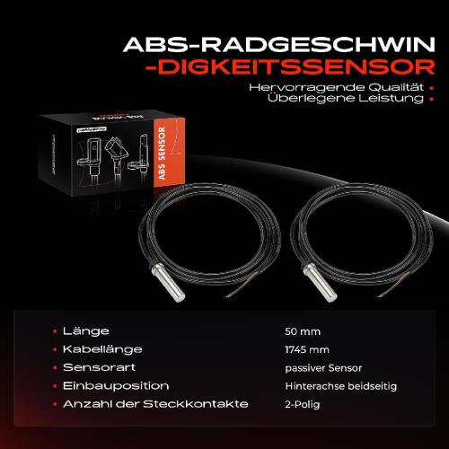 2x ABS Sensor Hinten für VW LT 28-35 II Bus 2DB 2DE 2DK LT 28-46 II Kasten 2DA 2DD 2DH Bild 2x ABS Sensor Hinten für VW LT 28-35 II Bus 2DB 2DE 2DK LT 28-46 II Kasten 2DA 2DD 2DH