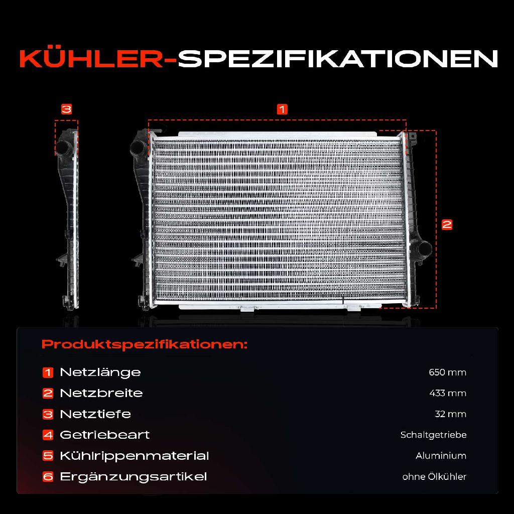 1x Kühler Wasserkühler Motorkühler für BMW 5er E39 98-04 7er E38 728i iL 1998-2001
