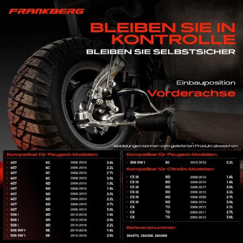 2x Traggelenk Vorderachse für Citroën C5 III Break C6 Peugeot 407 Coupe SW 508 I 2.2L 2.7L 3.0L 2005-2018 Bild 2x Traggelenk Vorderachse für Citroën C5 III Break C6 Peugeot 407 Coupe SW 508 I 2.2L 2.7L 3.0L 2005-2018