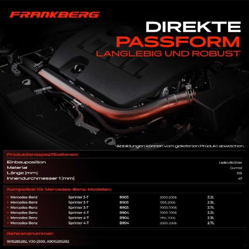 Frankberg 1x Kühlerschlauch Turboschlauch für Mercedes-Benz Sprinter 3-T Bus Kasten Pritsche/Fahrgestell B903 B904 Bild Frankberg 1x Kühlerschlauch Turboschlauch für Mercedes-Benz Sprinter 3-T Bus Kasten Pritsche/Fahrgestell B903 B904