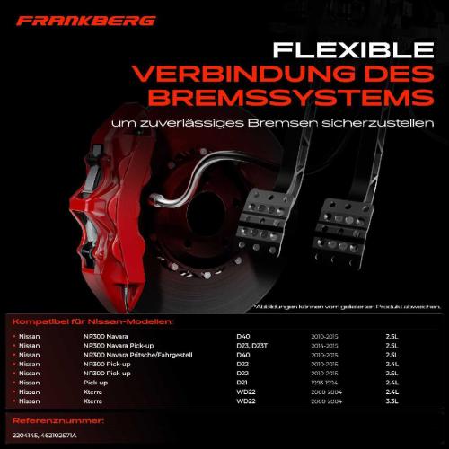 1x Bremsschlauch Bremsschläuche Hinterachse mitte für Nissan NP300 Xterra Pick-up D21 Bild 1x Bremsschlauch Bremsschläuche Hinterachse mitte für Nissan NP300 Xterra Pick-up D21