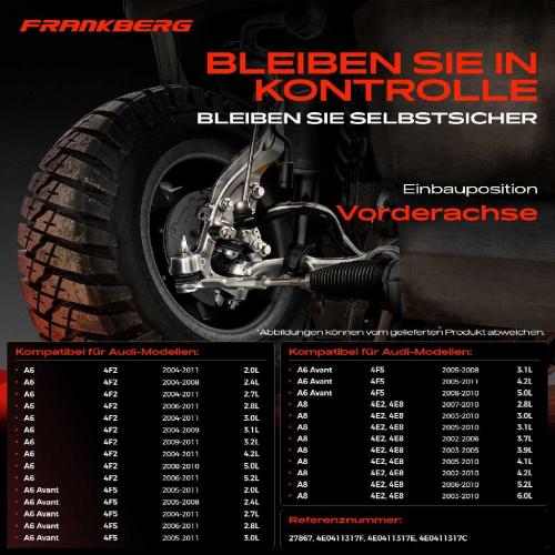 2x Koppelstange Vorderachse für Audi A6 Allroad Avant A8 2.7L 2.8L 3.0L 3.1L 3.2L 4.2L 2002-2011 Bild 2x Koppelstange Vorderachse für Audi A6 Allroad Avant A8 2.7L 2.8L 3.0L 3.1L 3.2L 4.2L 2002-2011