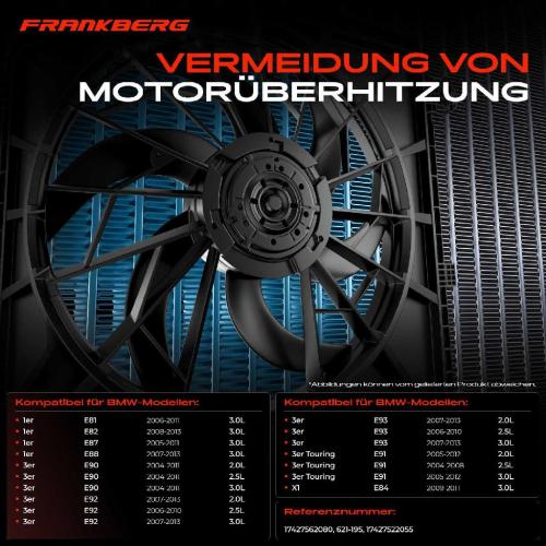 1x Motorkühller Einfachlüfter mit Kühlerlüfterrahmen BMW E81 E82 E87 E88 90 91 92 93 X1 E84 Bild 1x Motorkühller Einfachlüfter mit Kühlerlüfterrahmen BMW E81 E82 E87 E88 90 91 92 93 X1 E84