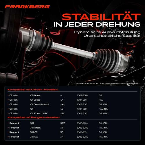 1x Antriebswelle Vorderachse Rechts für Citroën C3 Picasso C4 I Coupe Grand Picasso I Peugeot 307 CC Bild 1x Antriebswelle Vorderachse Rechts für Citroën C3 Picasso C4 I Coupe Grand Picasso I Peugeot 307 CC