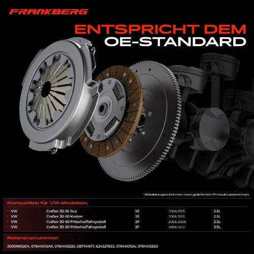 Frankberg 1x Kupplungssatz für VW Crafter 30-35 Bus 2E Crafter 30-50 Kasten Crafter 30-50 Pritsche/Fahrgestell 2F 2.5L Bild Frankberg 1x Kupplungssatz für VW Crafter 30-35 Bus 2E Crafter 30-50 Kasten Crafter 30-50 Pritsche/Fahrgestell 2F 2.5L