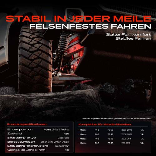 Frankberg 2x Stoßdämpfer Vorderachse für Mazda RX-8 FE SE 1.3L 2003-2012 Bild Frankberg 2x Stoßdämpfer Vorderachse für Mazda RX-8 FE SE 1.3L 2003-2012