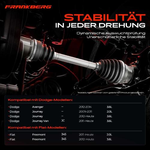 Frankberg 1x Antriebswelle Vorderachse Links für Dodge Avenger Journey Fiat Freemont Bild Frankberg 1x Antriebswelle Vorderachse Links für Dodge Avenger Journey Fiat Freemont