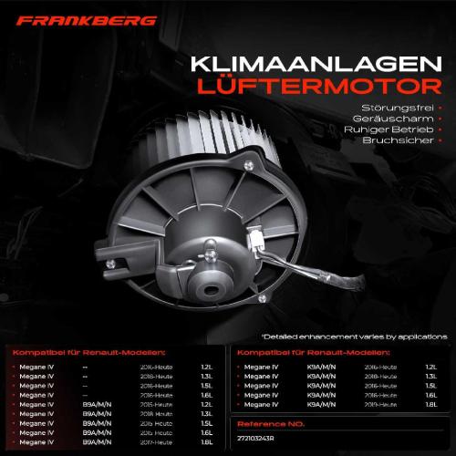 Frankberg 1x Gebläsemotor Innenraumgebläse für Renault Megane IV Grandtour Schrägheck Stufenheck Bild Frankberg 1x Gebläsemotor Innenraumgebläse für Renault Megane IV Grandtour Schrägheck Stufenheck