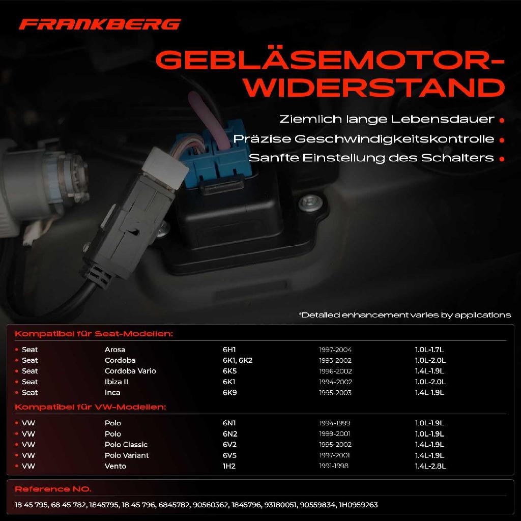 1x Widerstand Vorwiderstand Gebläsemotor für VW Golf III Vento Polo 6N Seat Ibiza Cordoba
