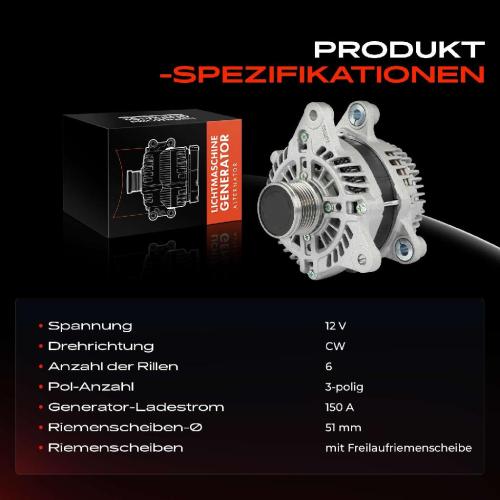 Frankberg 1x Lichtmaschine Generator für Mazda 3 6 CX-5 Van 2.2L Bj ab 2012 Bild Frankberg 1x Lichtmaschine Generator für Mazda 3 6 CX-5 Van 2.2L Bj ab 2012